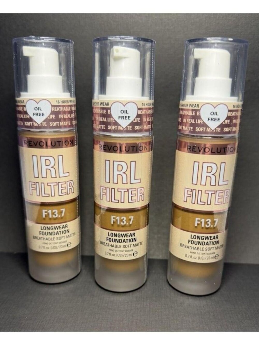 Revolution IRL Filter Longwear Foundation- F13.7 3 pack